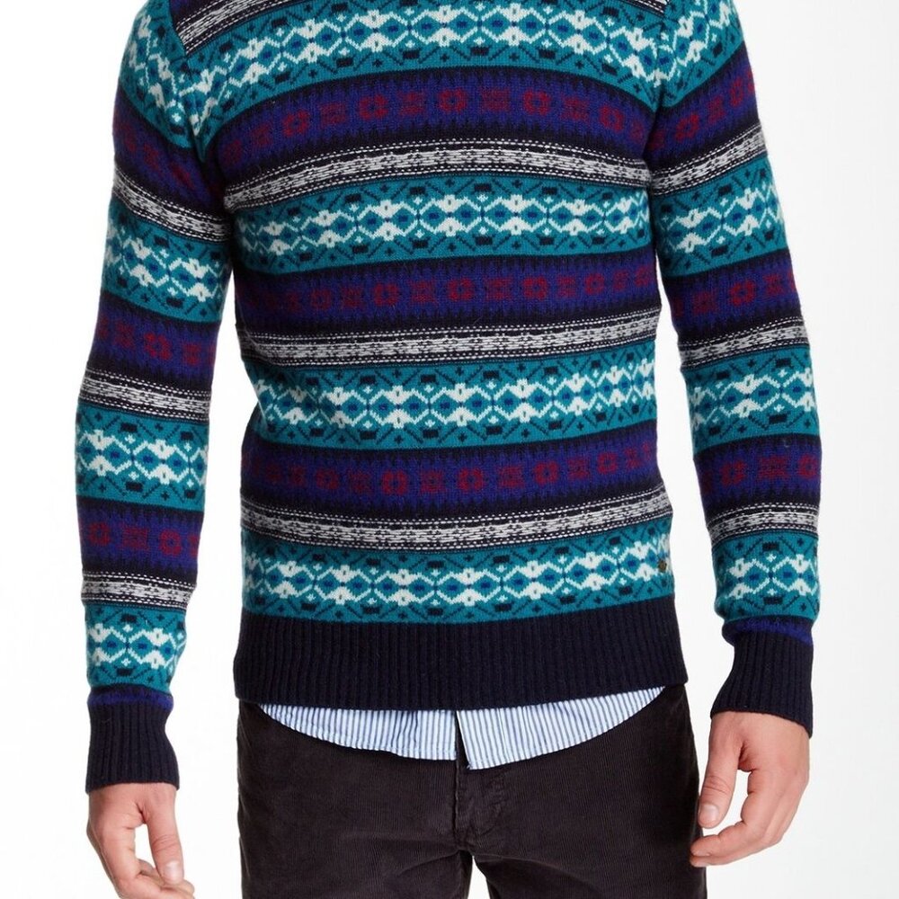 Scotch & Soda 164658 Men's Fair isle Knit Crew Neck Wool Blend Sweater Sz. Small